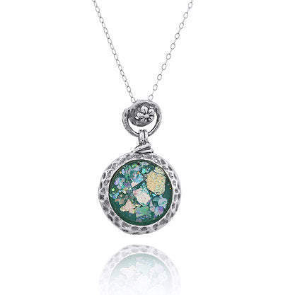 Flower Design Roman Glass Pendant